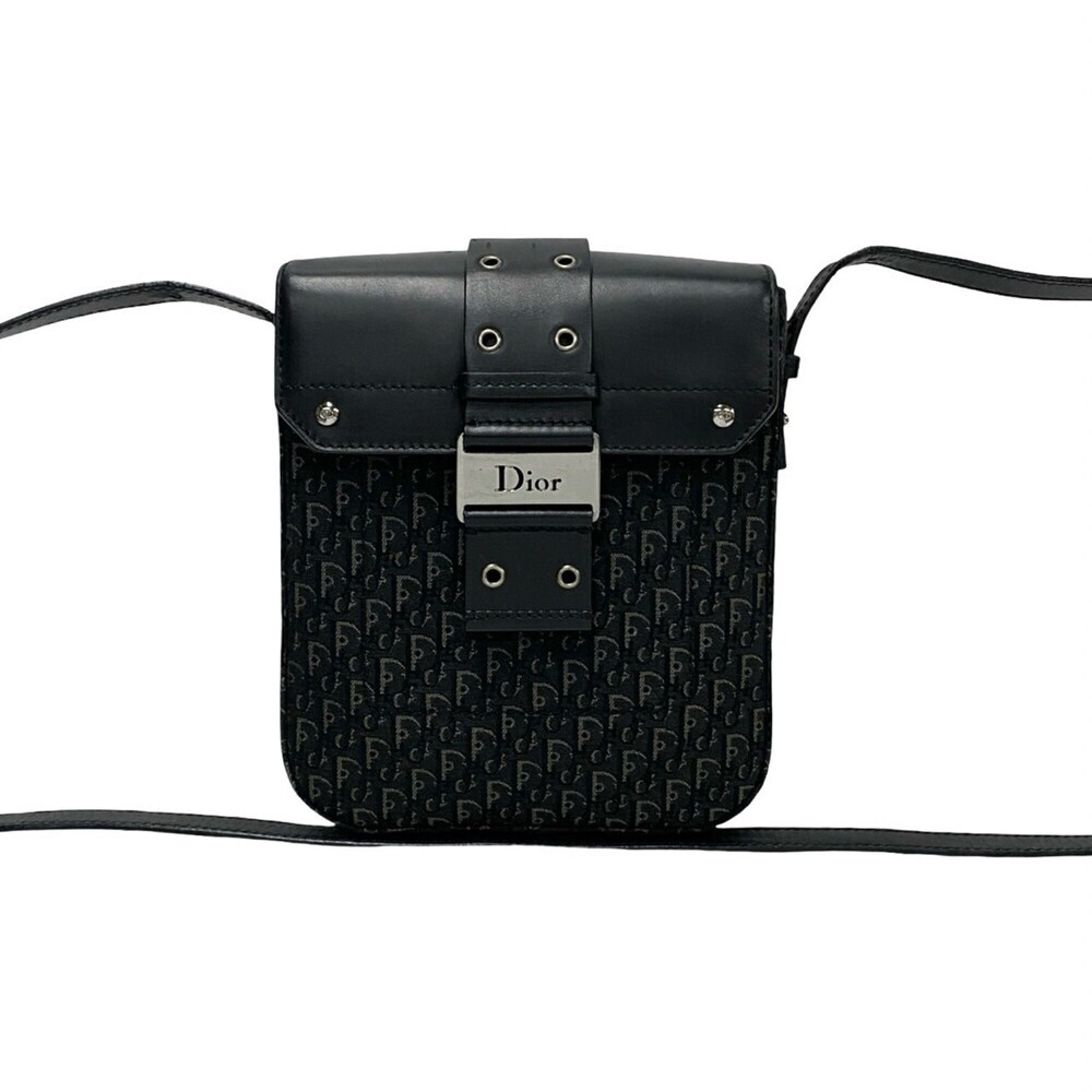 CHRISTIAN DIOR Black Leather Trotter Shoulder Bag - Picture 1 of 9